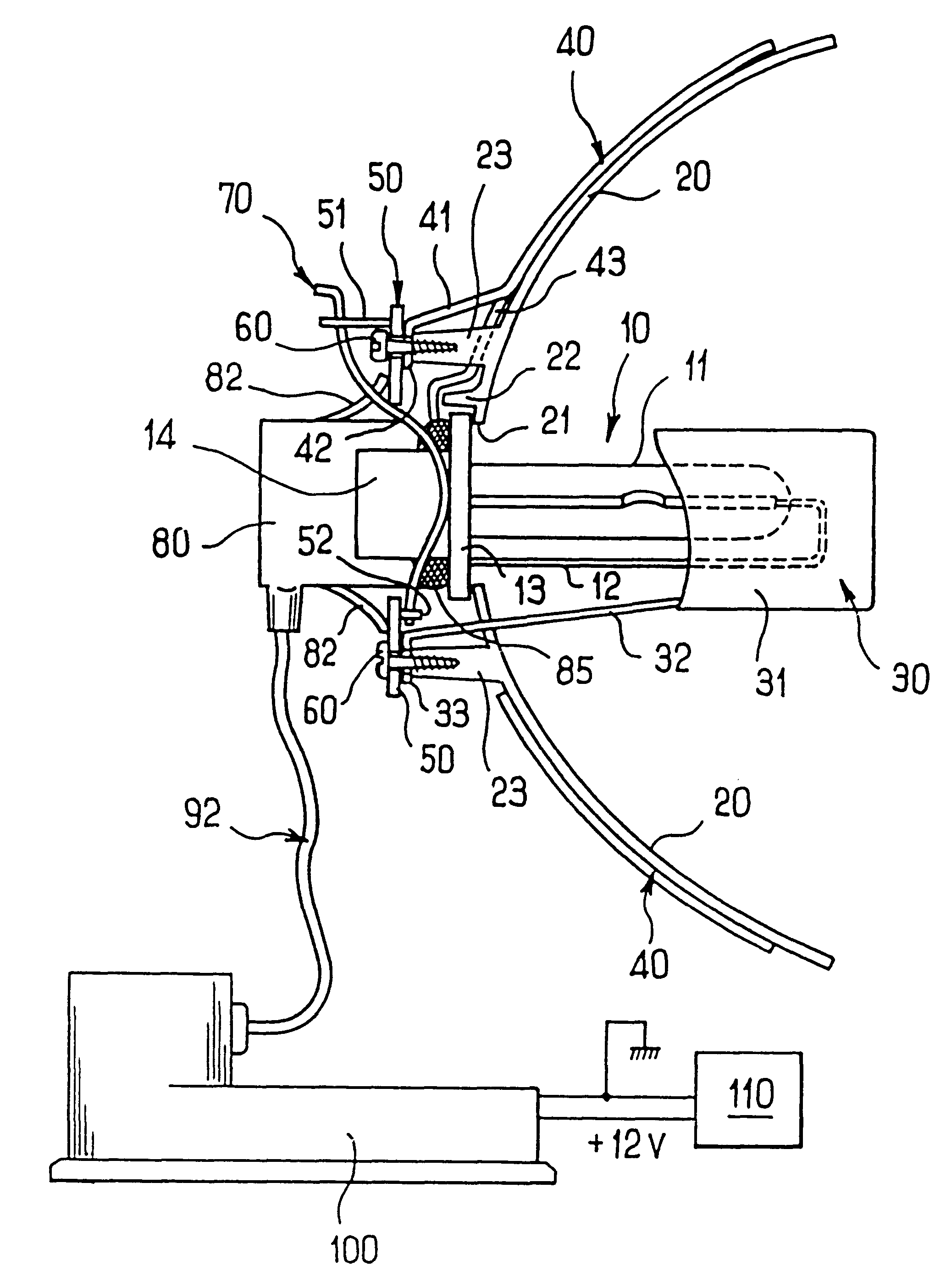 Motor vehicle headlight fitted with a discharge lamp and improved electromagnetic shielding means