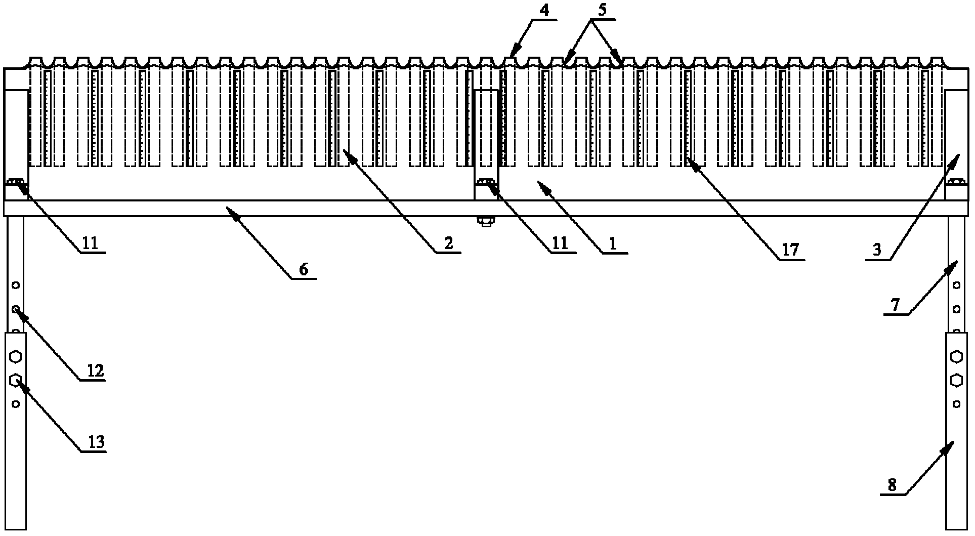 Integrated measuring device for flow density distribution of large-size spraying field