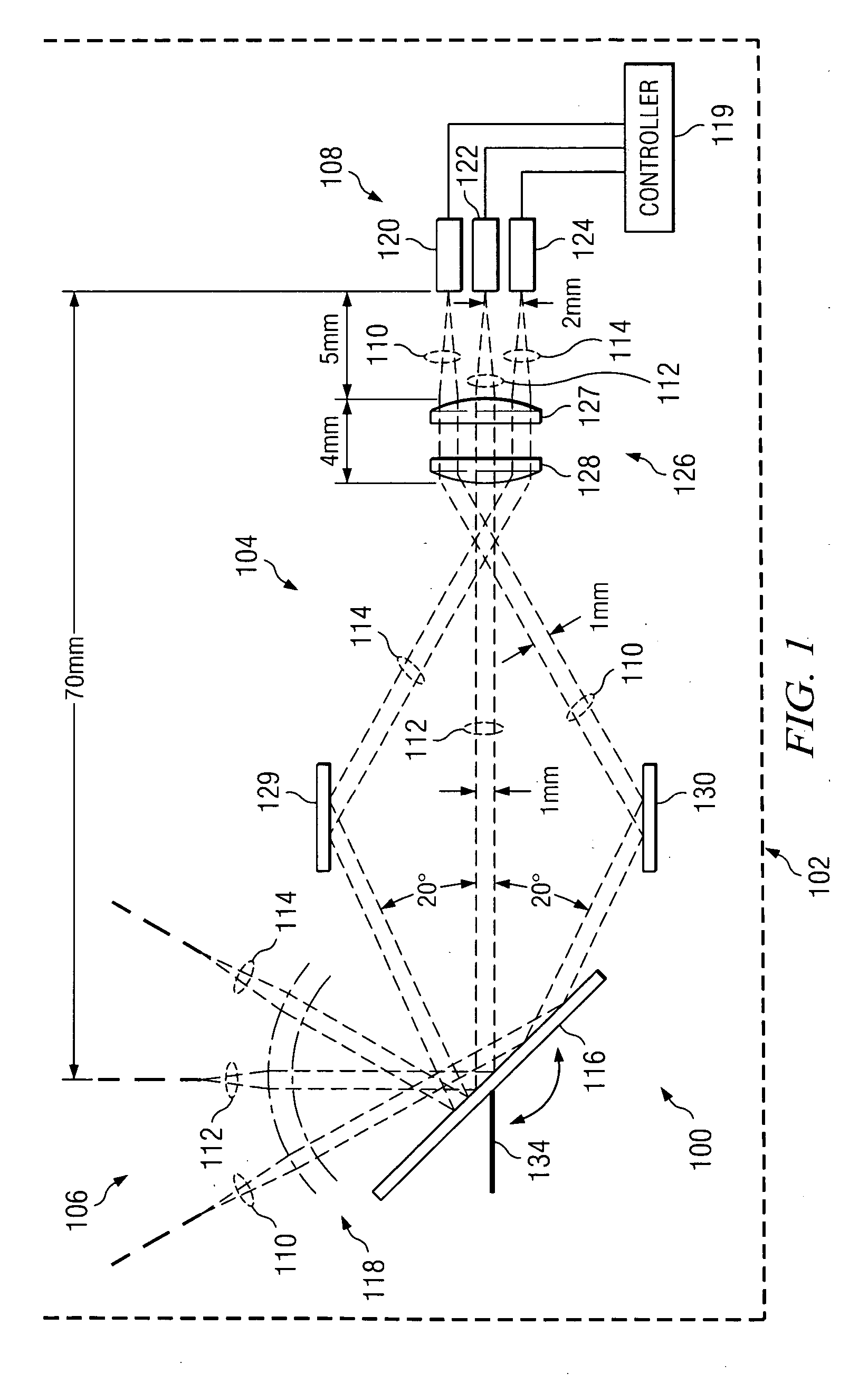 Optical system having extended angular scan range