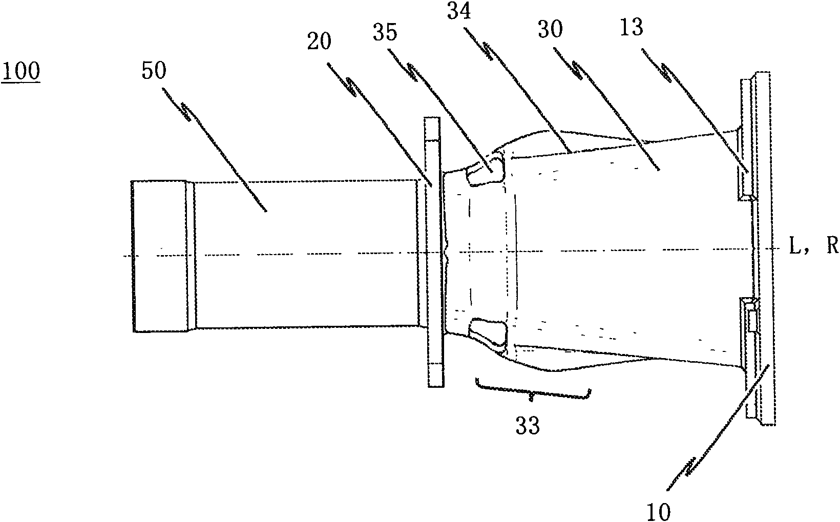 Energy absorption device for multi-section vehicles