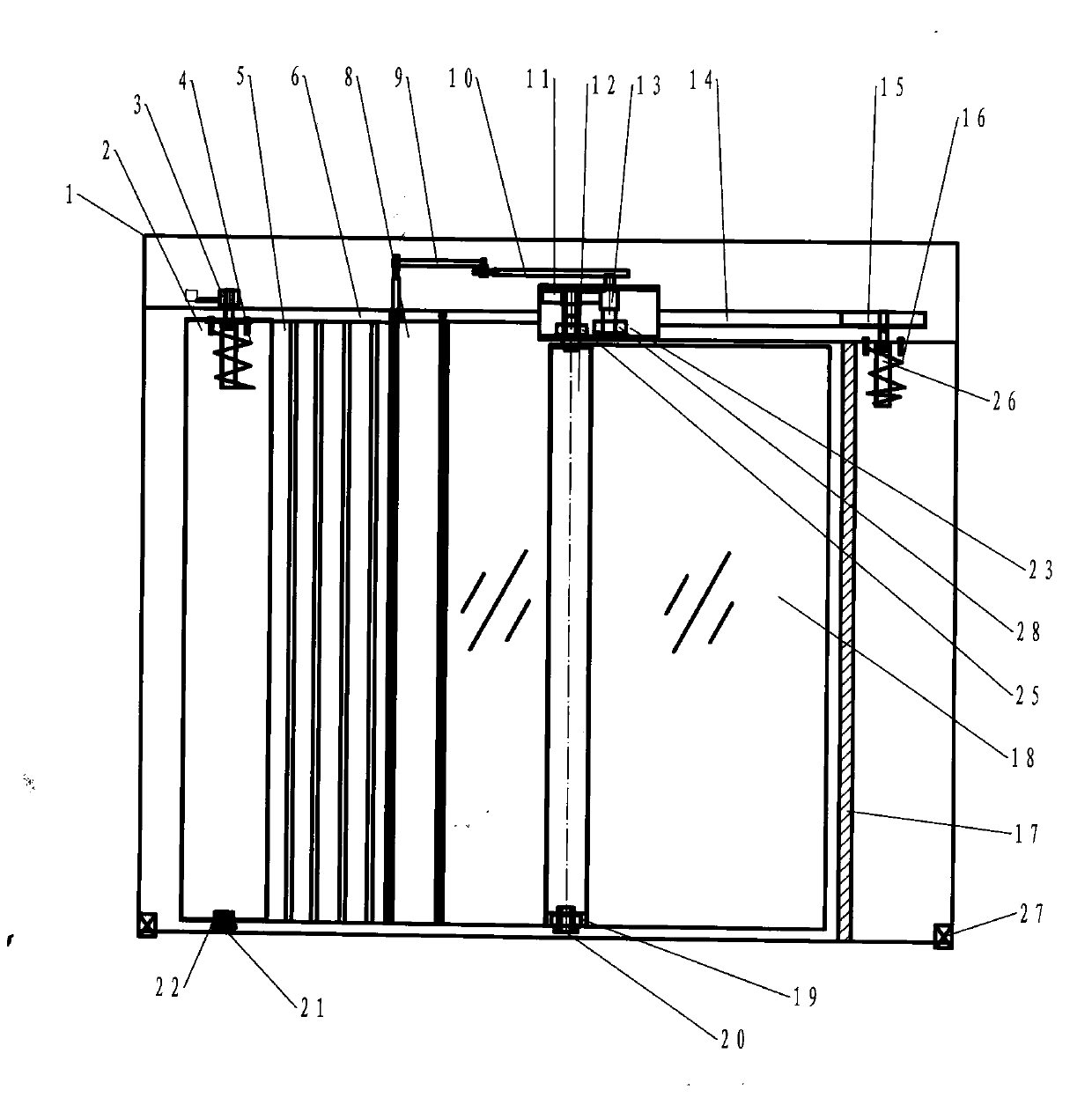 One-way door with planar door leaves