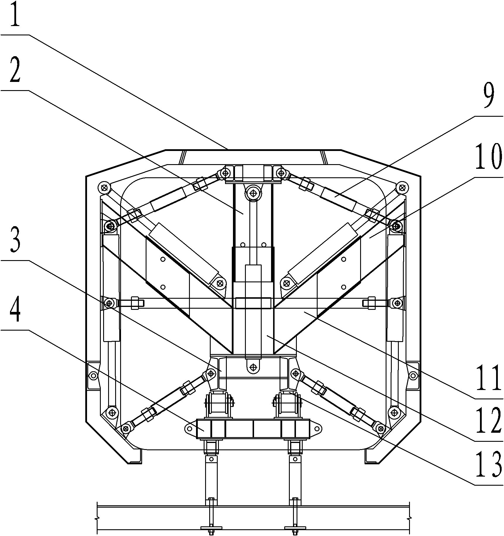 Guide pillar type hydraulic internal mold for straight web plate box girder