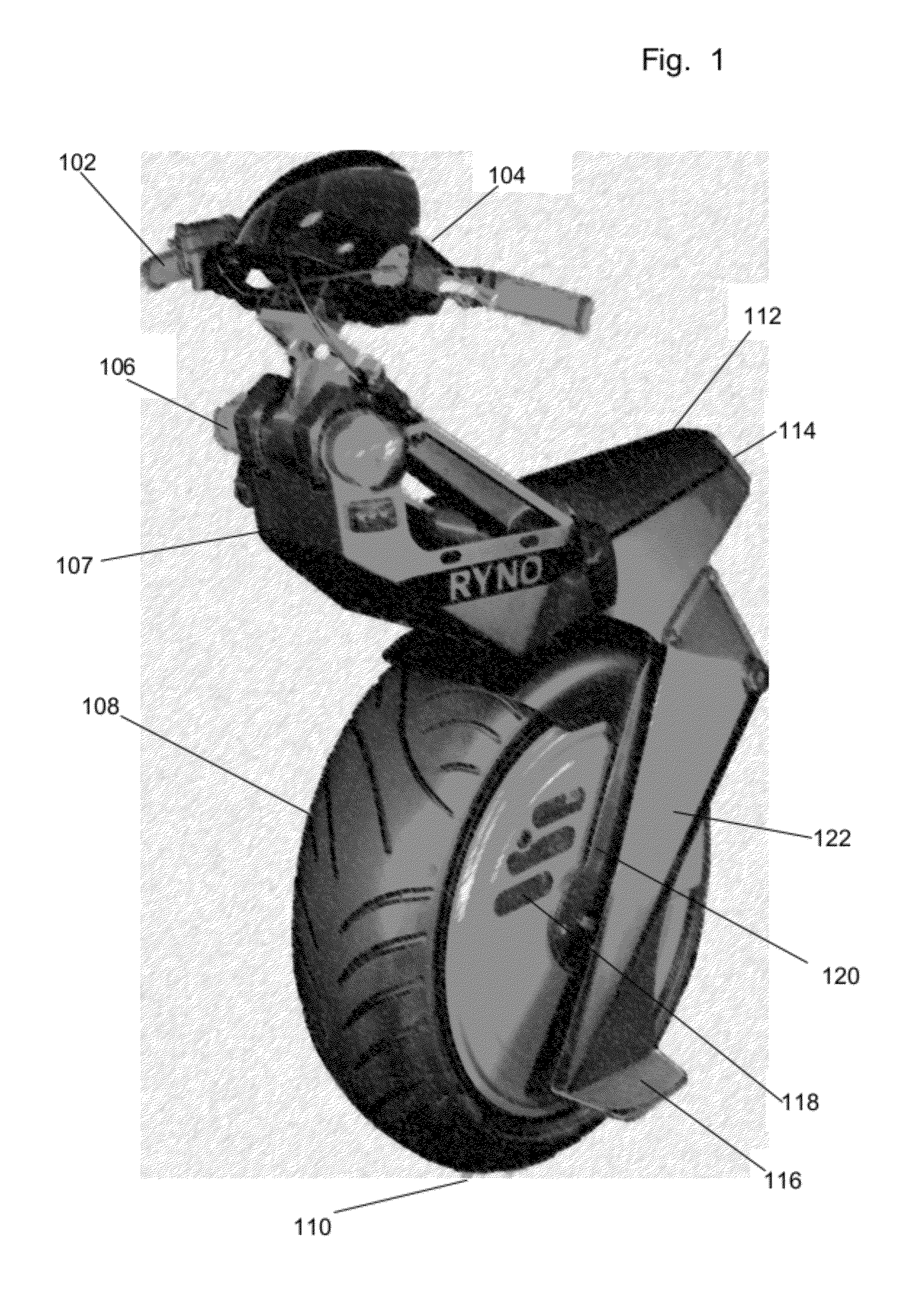 Electric-Powered Self-Balancing Unicycle With Steering Linkage Between Handlebars And Wheel Forks