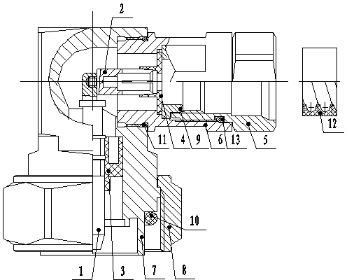 L29 type bent type inserting needle contact element radio-frequency connector connected with 1/2' super flexible cable in matching mode