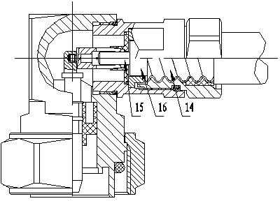 L29 type bent type inserting needle contact element radio-frequency connector connected with 1/2' super flexible cable in matching mode