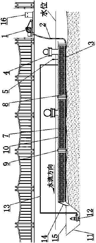 Pipeline type black smelly water treatment system mounted in river channel