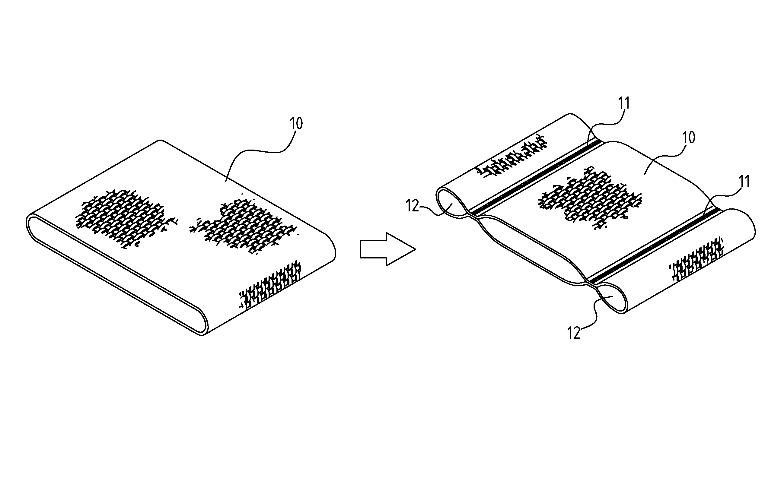 Shaping method and structure of woven fabric with a groove