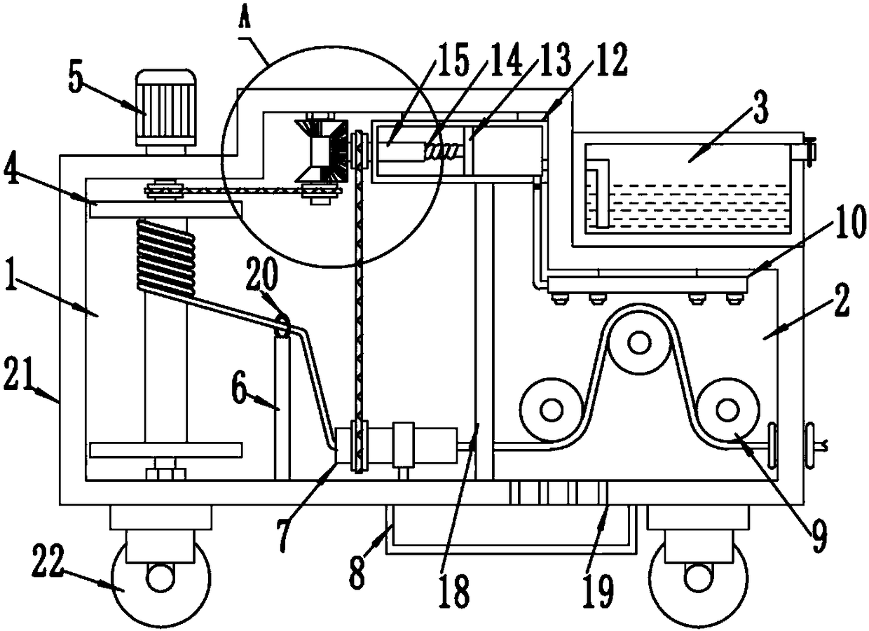 Piston pumping cleaning type communication cable take-up device