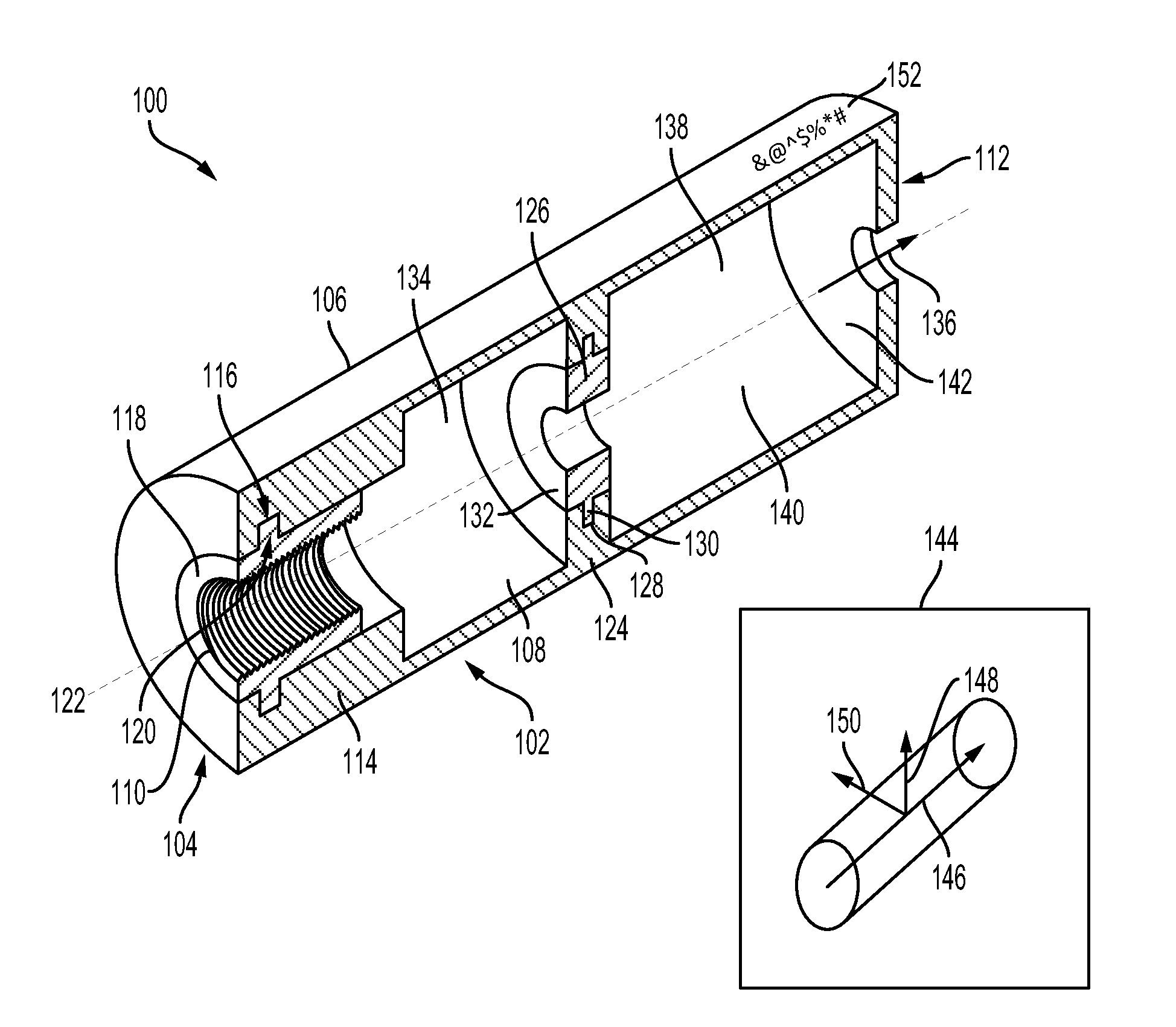 Firearm suppressor insert retained by encapsulating parent material