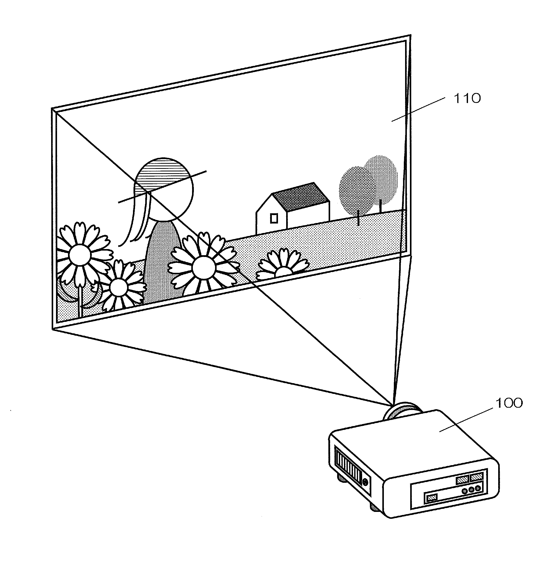 Projection-type image display device, image projection control device, and image projection control method