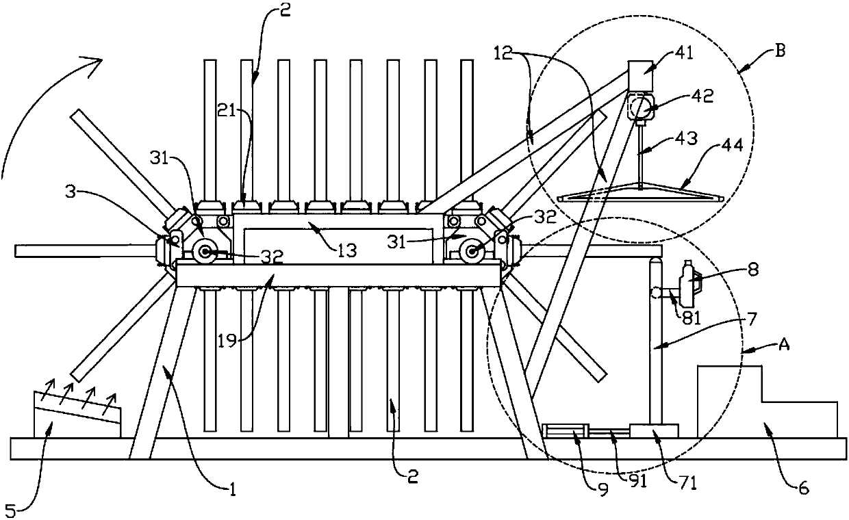 Wood block fixing frame set of wood block bonding device