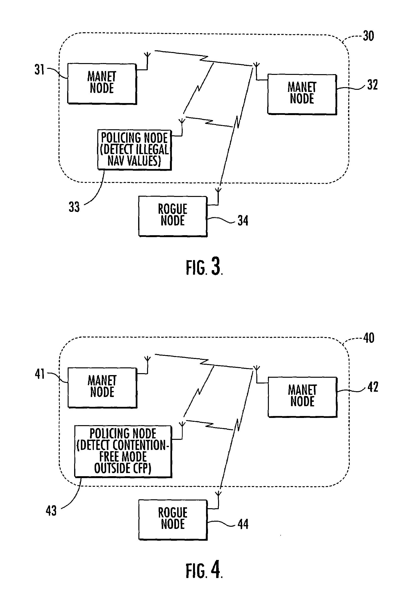 Mobile ad-hoc network with intrusion detection features and related methods