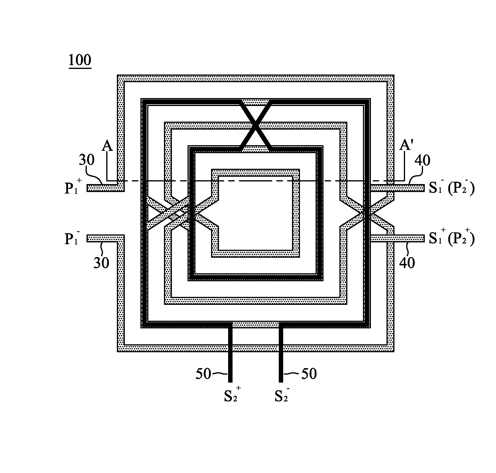 On-chip transformer having multiple windings