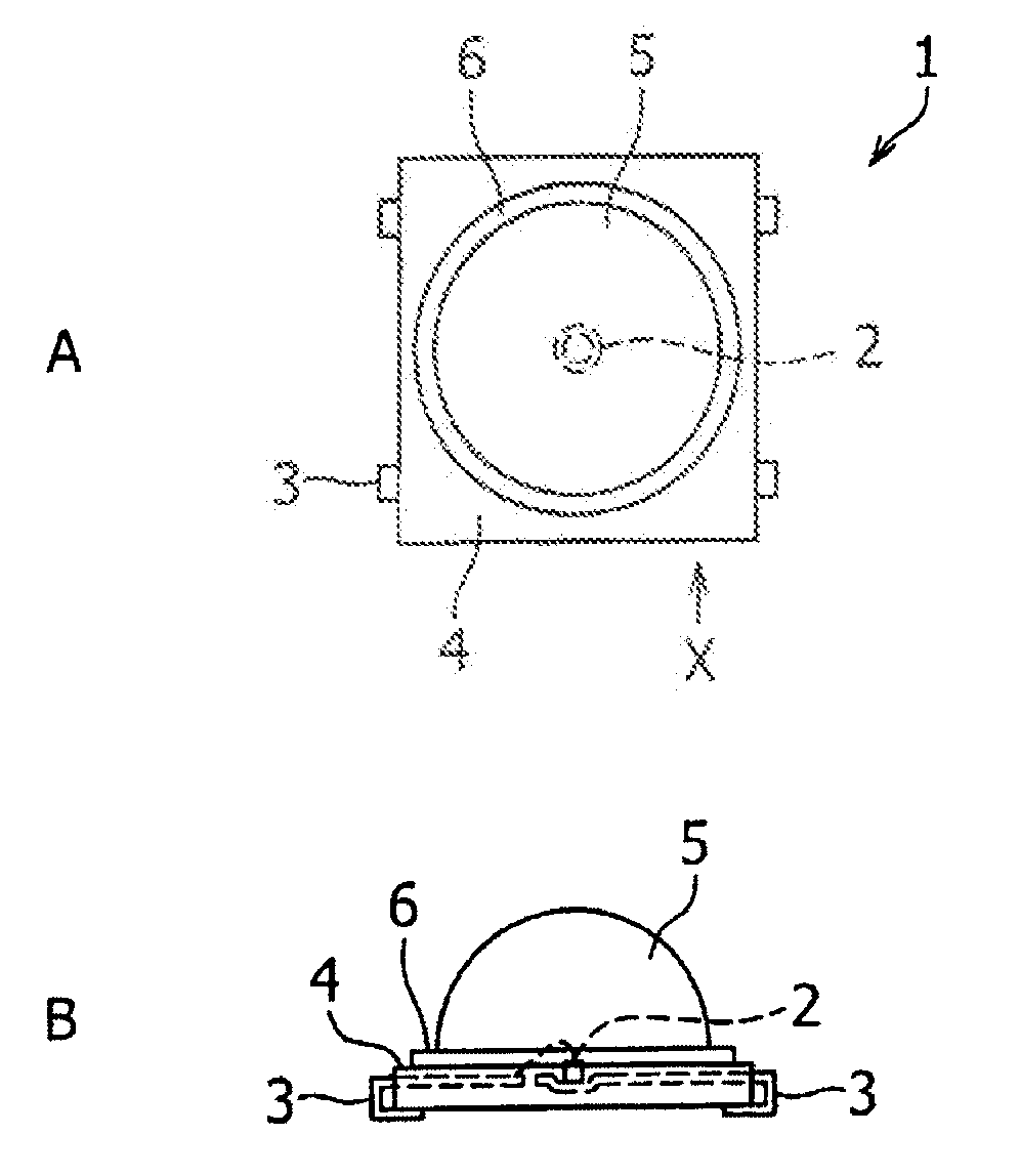 Light emitting diode with a step section between the base and the lens of the diode