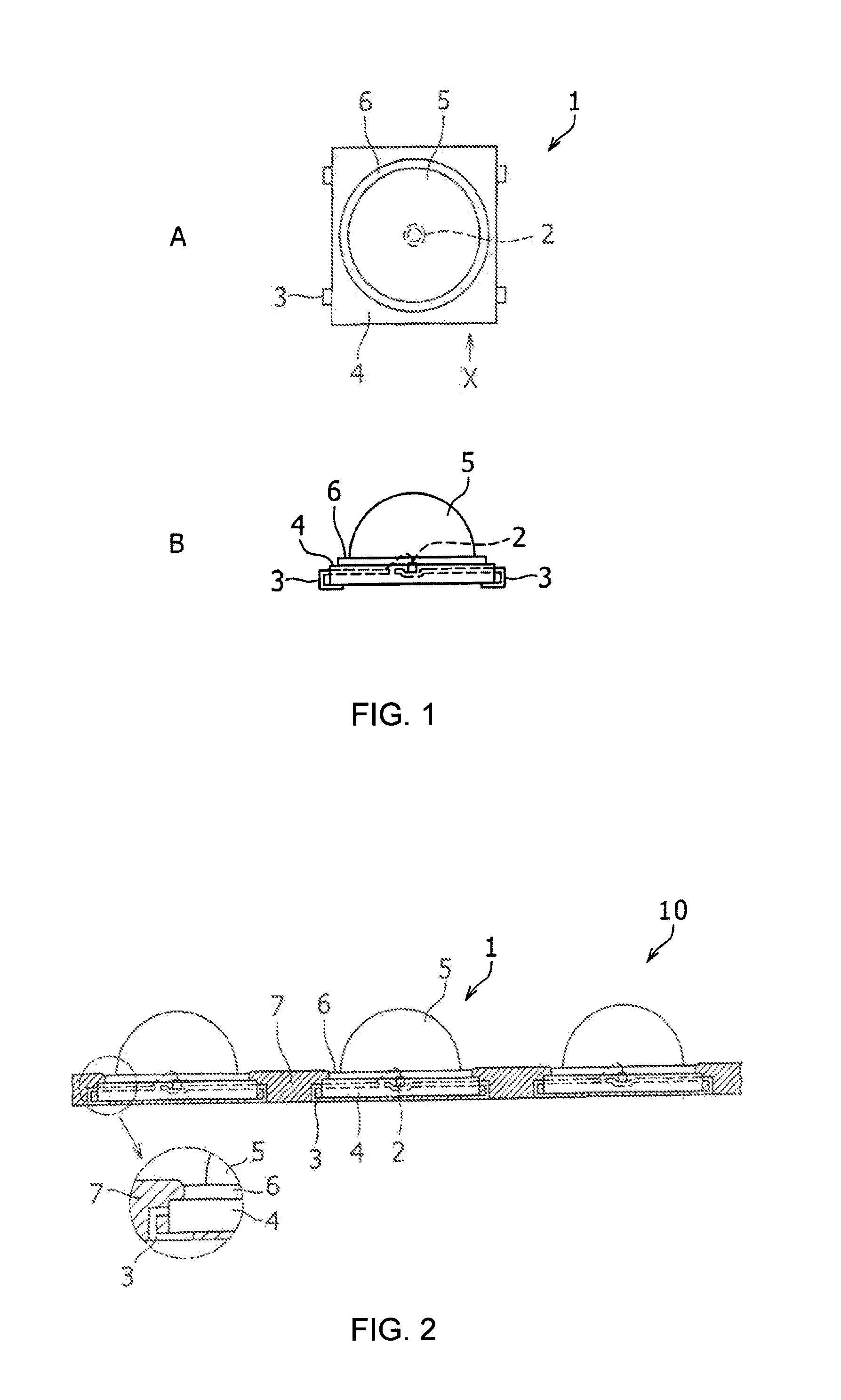 Light emitting diode with a step section between the base and the lens of the diode