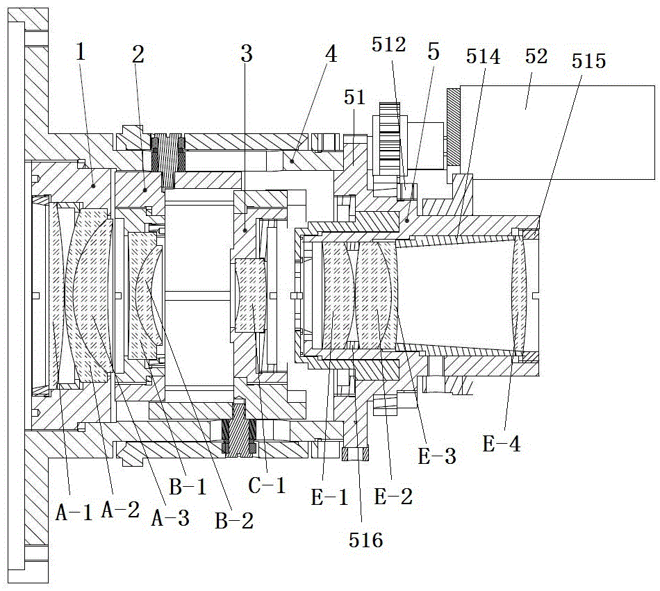 Zooming short-range projection lens and zooming method thereof