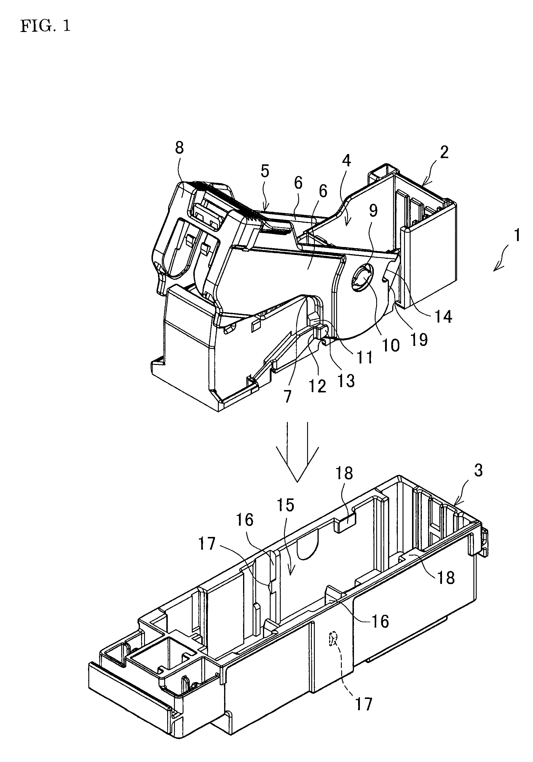 Lever type connector including rotation restricting portion