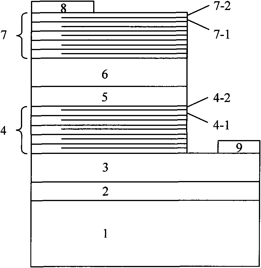 High-brightness light emitting diode with GaN-based multiquantum-well structure and preparation method thereof