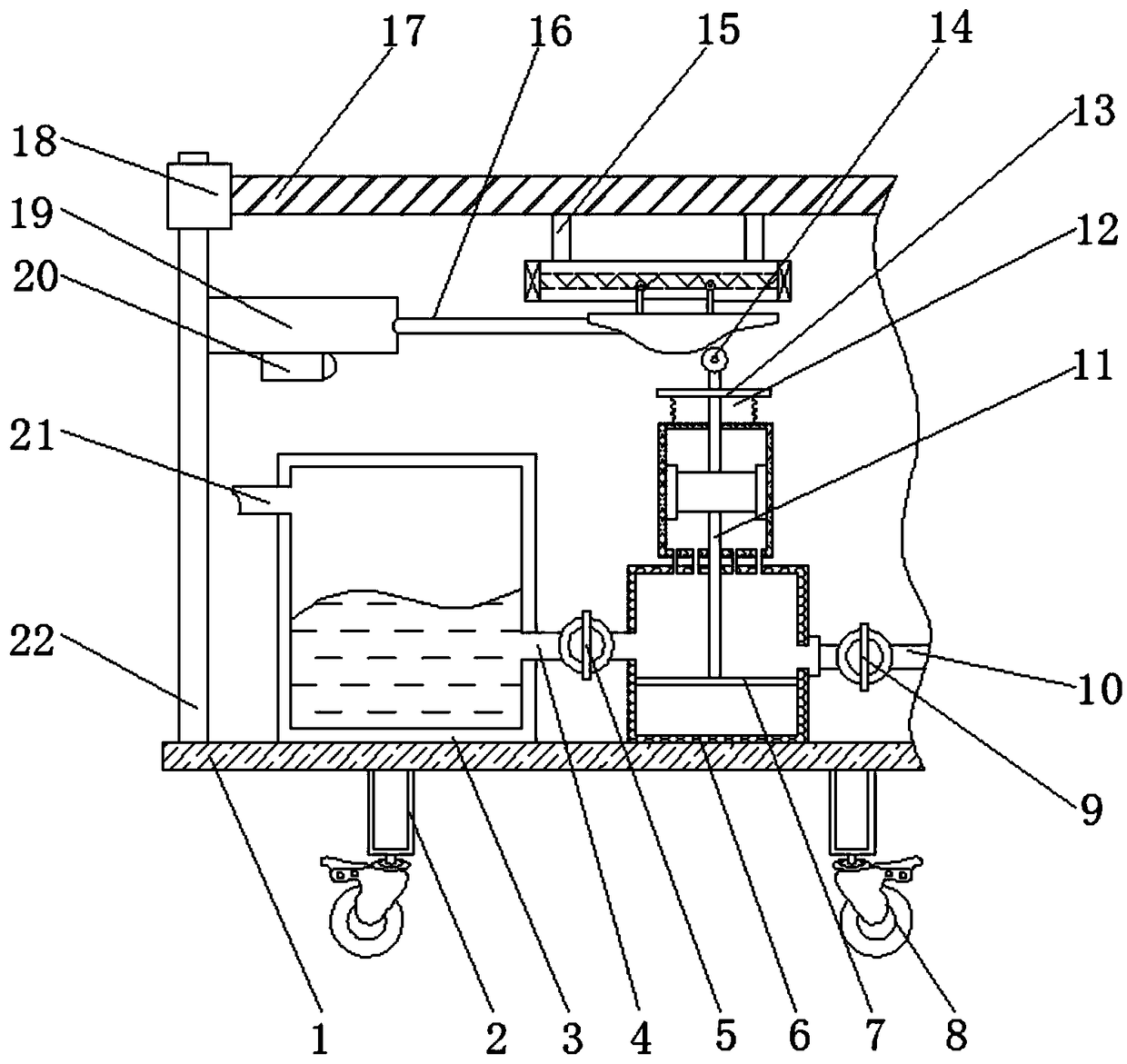 Spraying device with conveniently sprayed elevation angle for municipal engineering