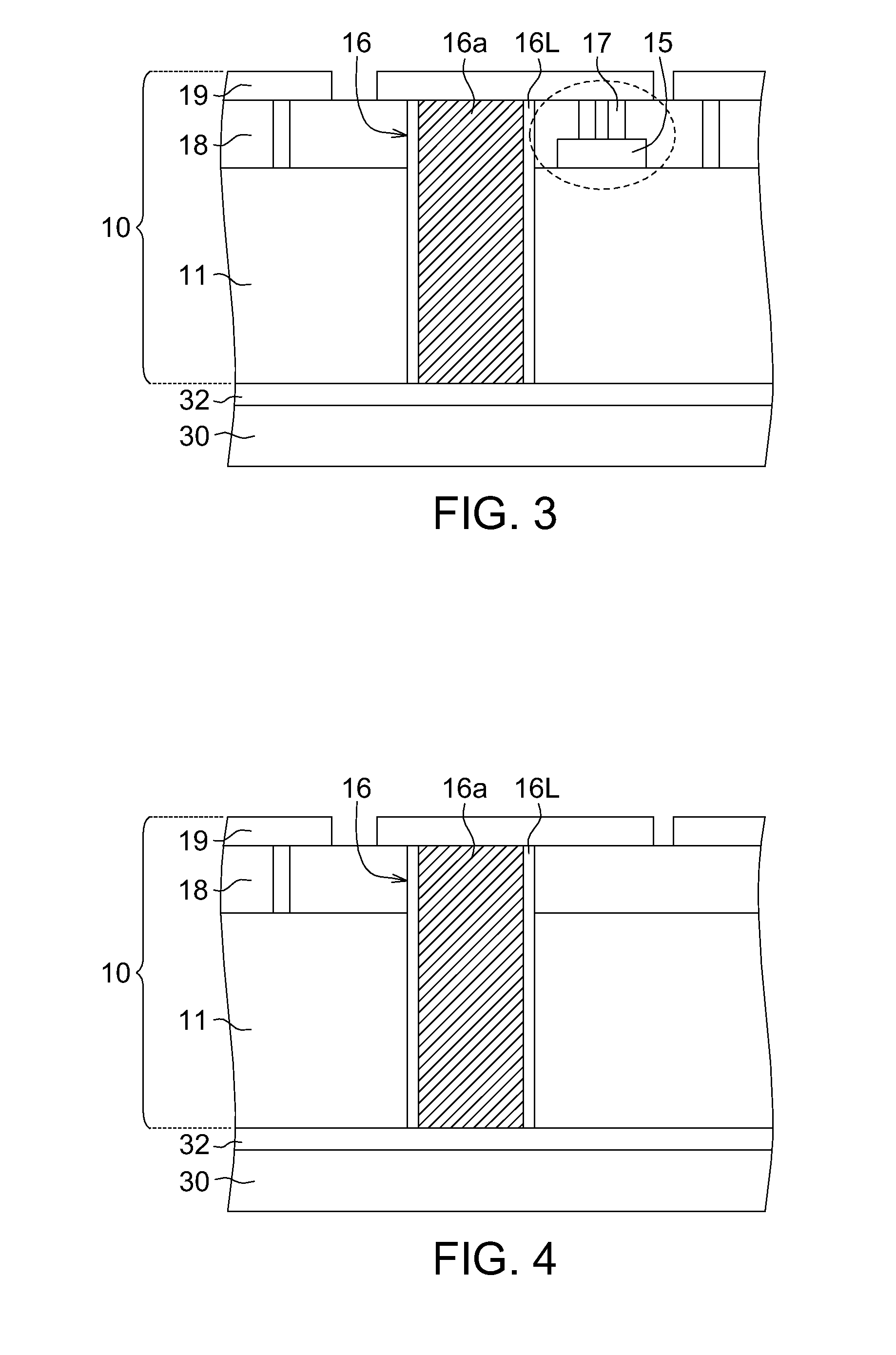 Package structure having silicon through vias connected to ground potential