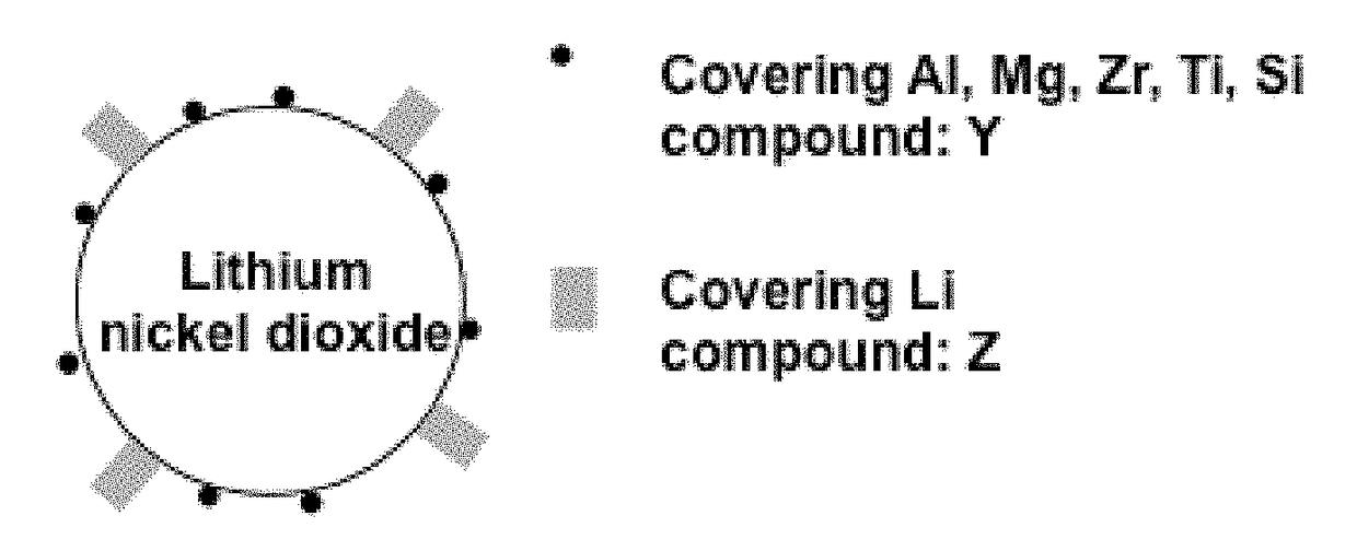 Lithium nickelate-based positive electrode active substance particles and process for producing the same, and non-aqueous electrolyte secondary battery