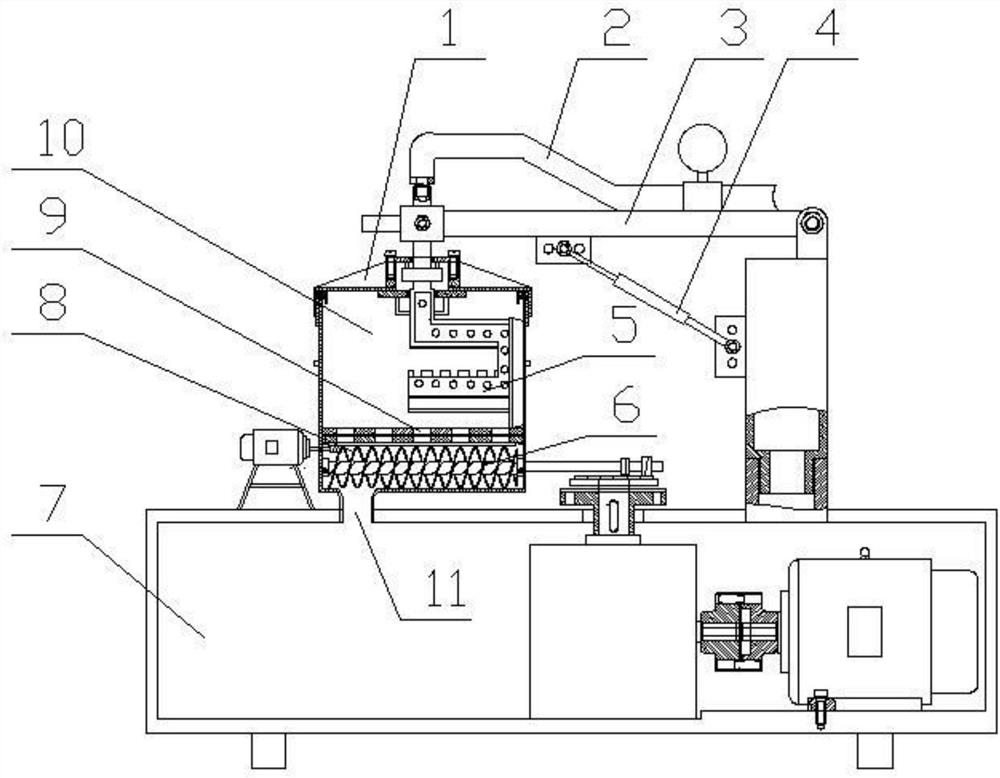 A stirring device for coloring acrylic raw materials