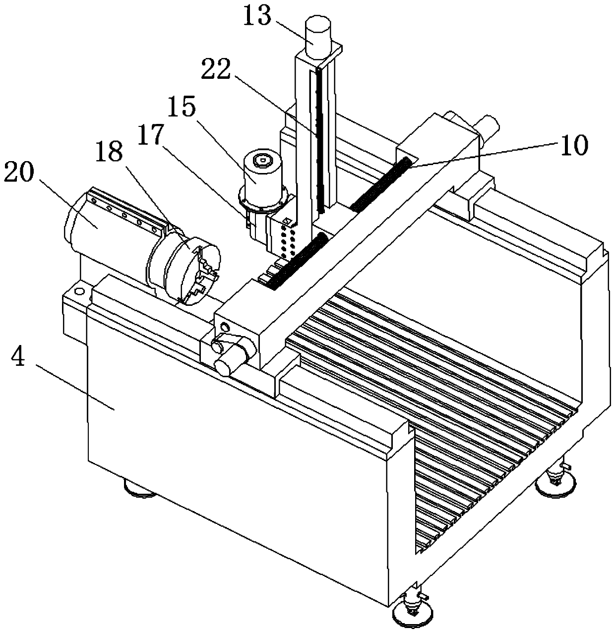 Moving column type gantry turning, milling, grinding and drilling integrated machining device