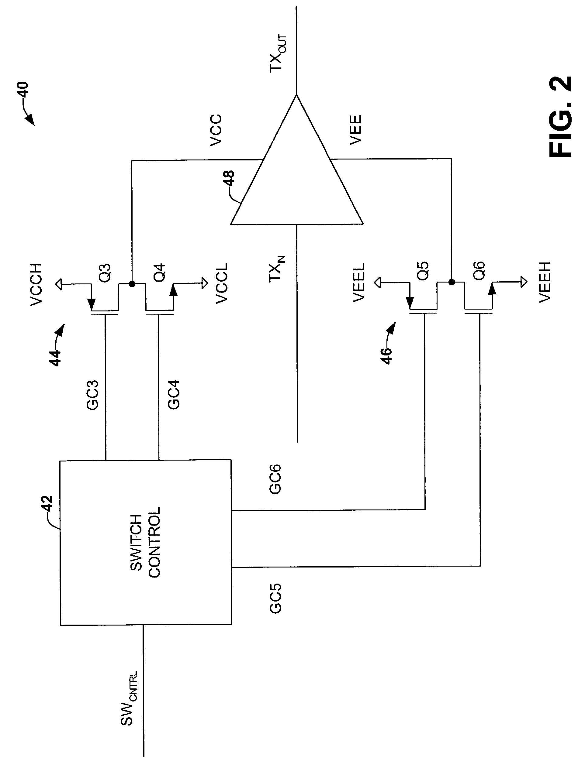 Power efficient ADSL central office downstream class G power switch