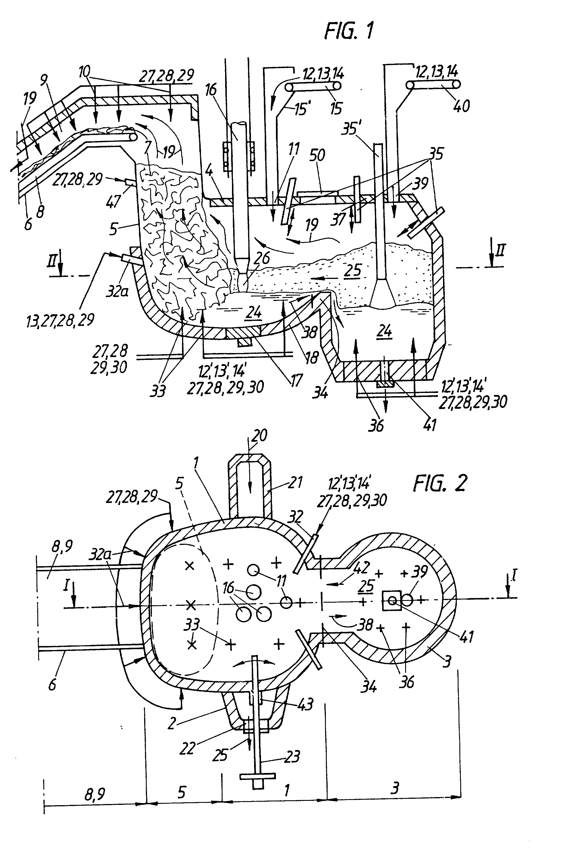 Process for the production of metal melts