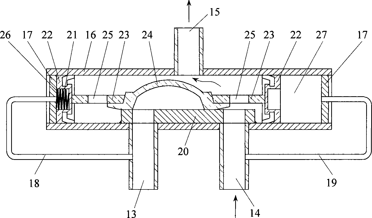 Self-operated three-way valve used for coolant circulating type machine room special machine