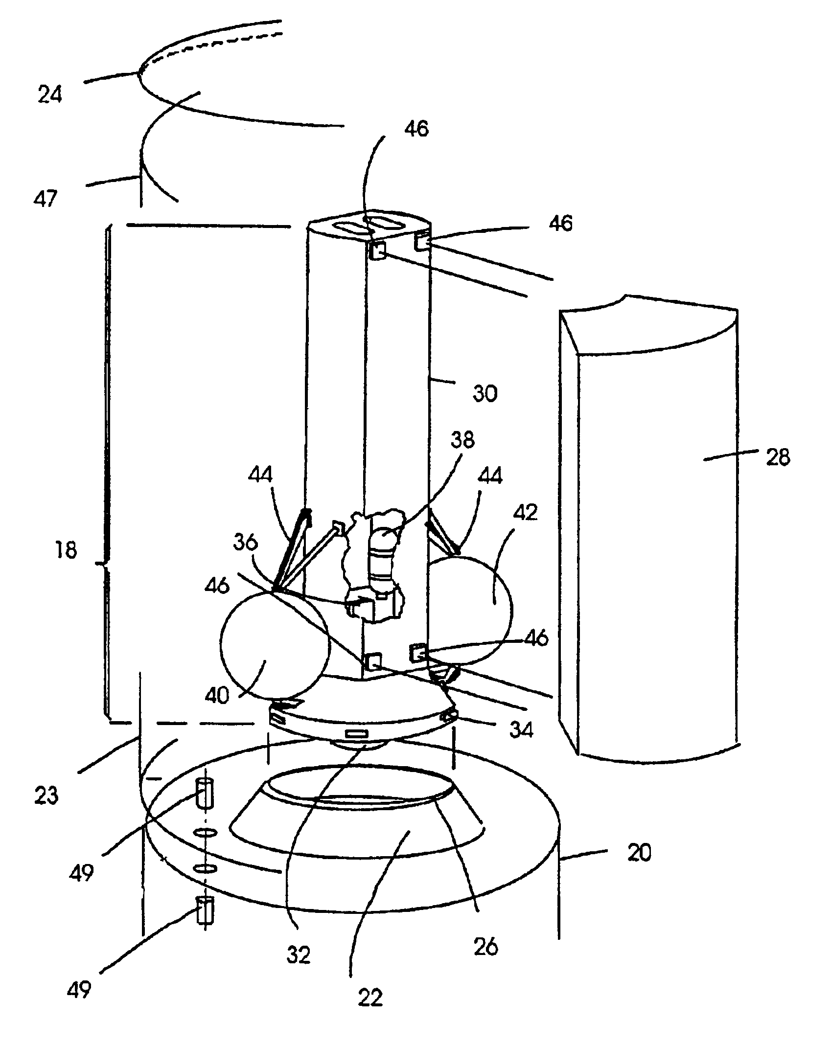 Active satellite dispenser for reusable launch vehicle