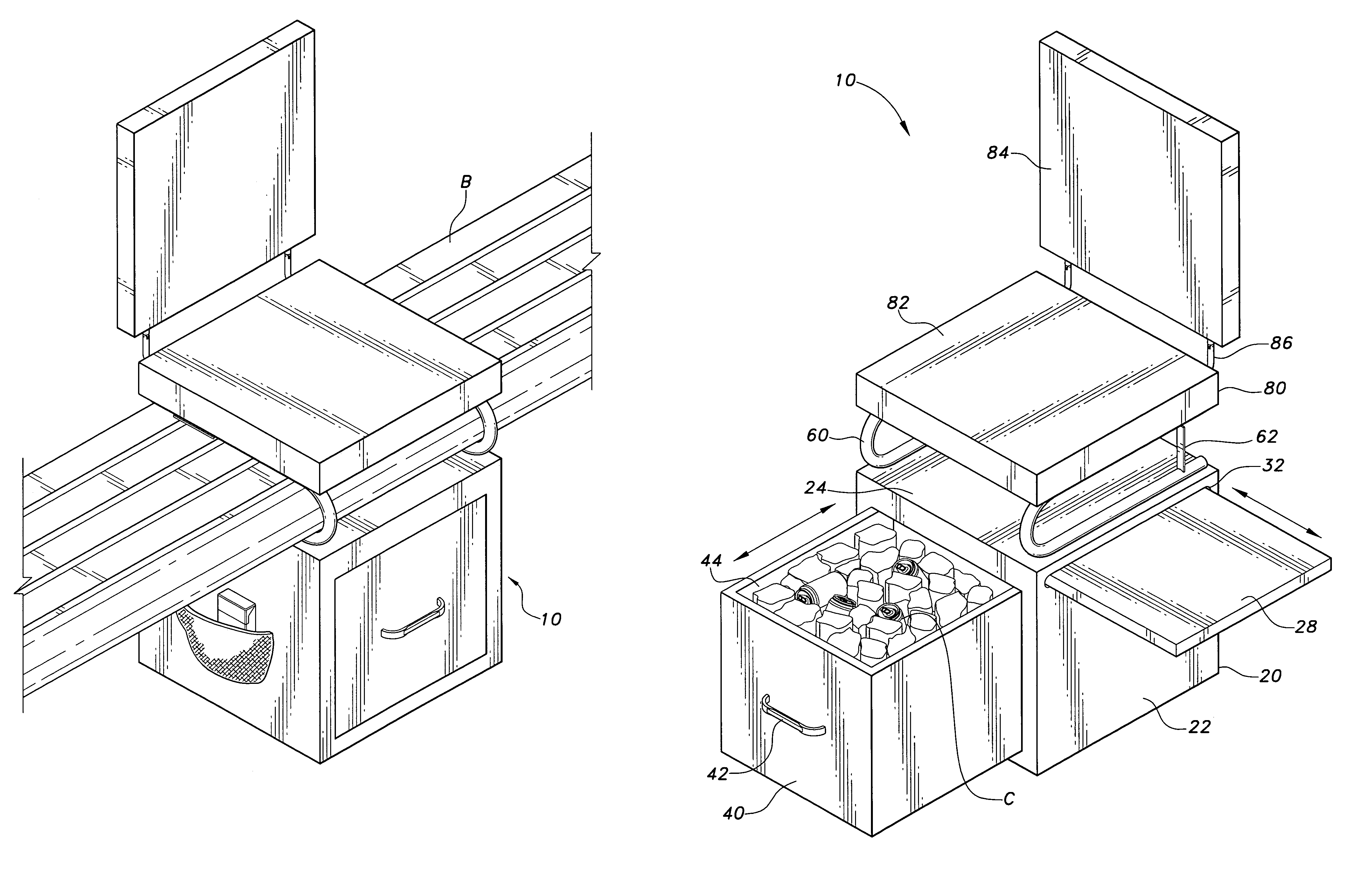 Portable combination cooler and cushioned seat