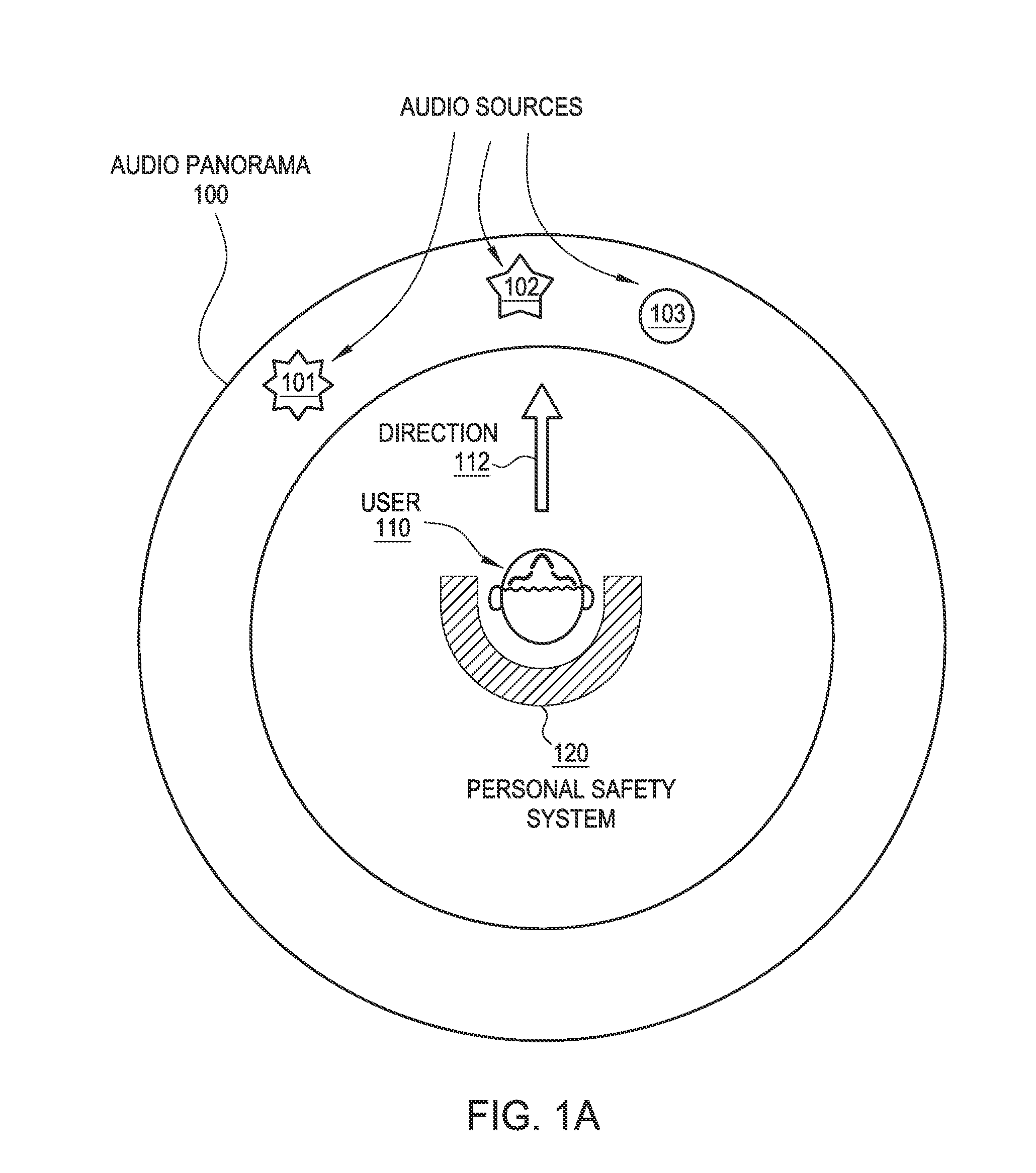 Modifying an audio panorama to indicate the presence of danger or other events of interest