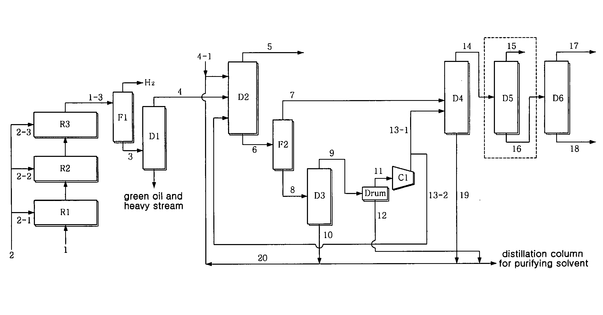 Process for 1,3-butadiene separation from a crude c4 stream with acetylene converter