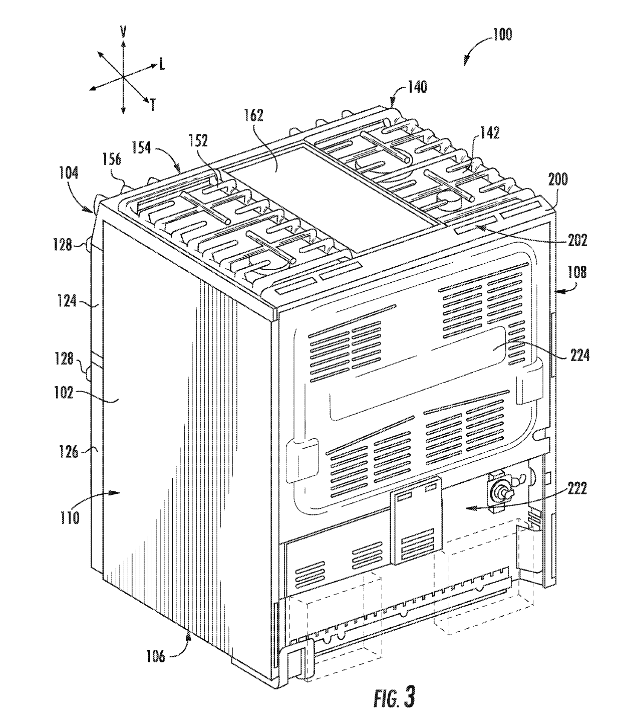 Oven appliance with spill control and heat regulating features