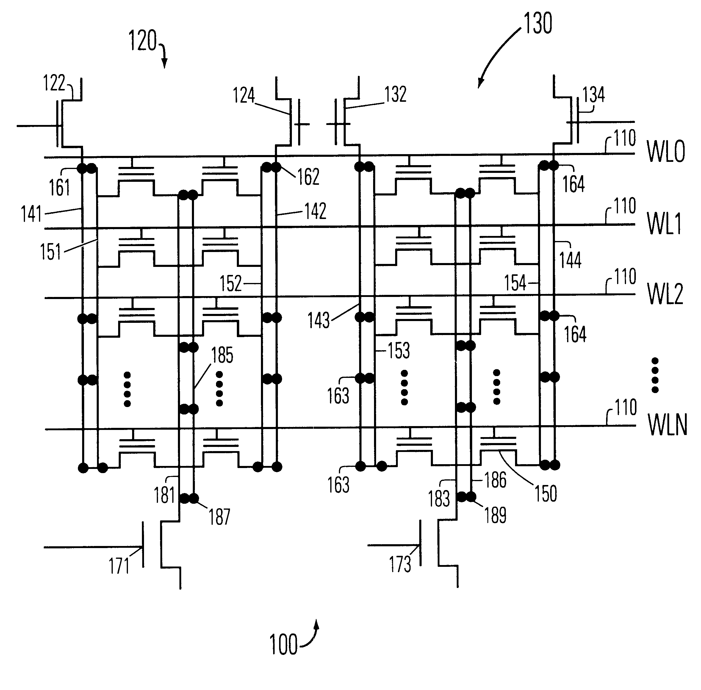 Contact array structure for buried type transistor