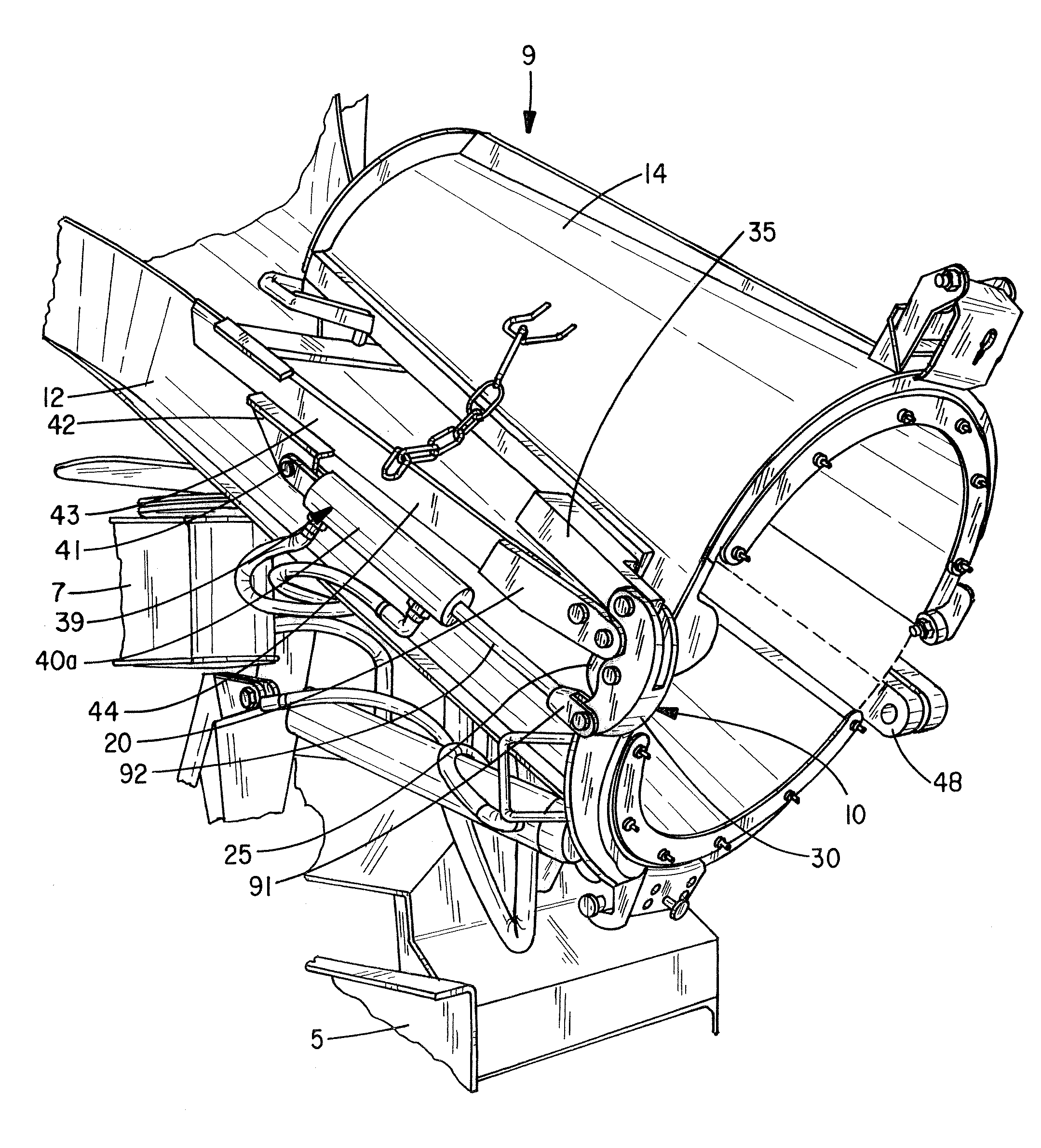 Swinging chute linkage assembly