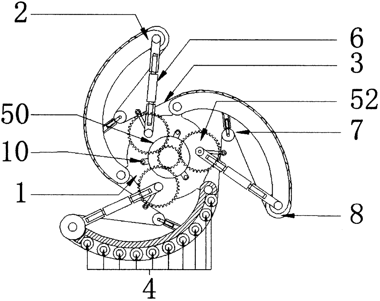 Spiral arm and crawler belt combined stair climbing wheel