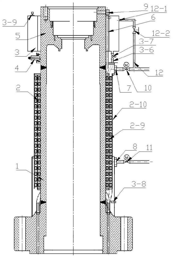 Vertical shielding motor heat exchanger fault processing device and use method