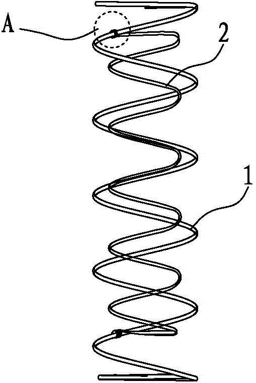 Elliptical compression spring structure and upholstered furniture elastic structure thereof