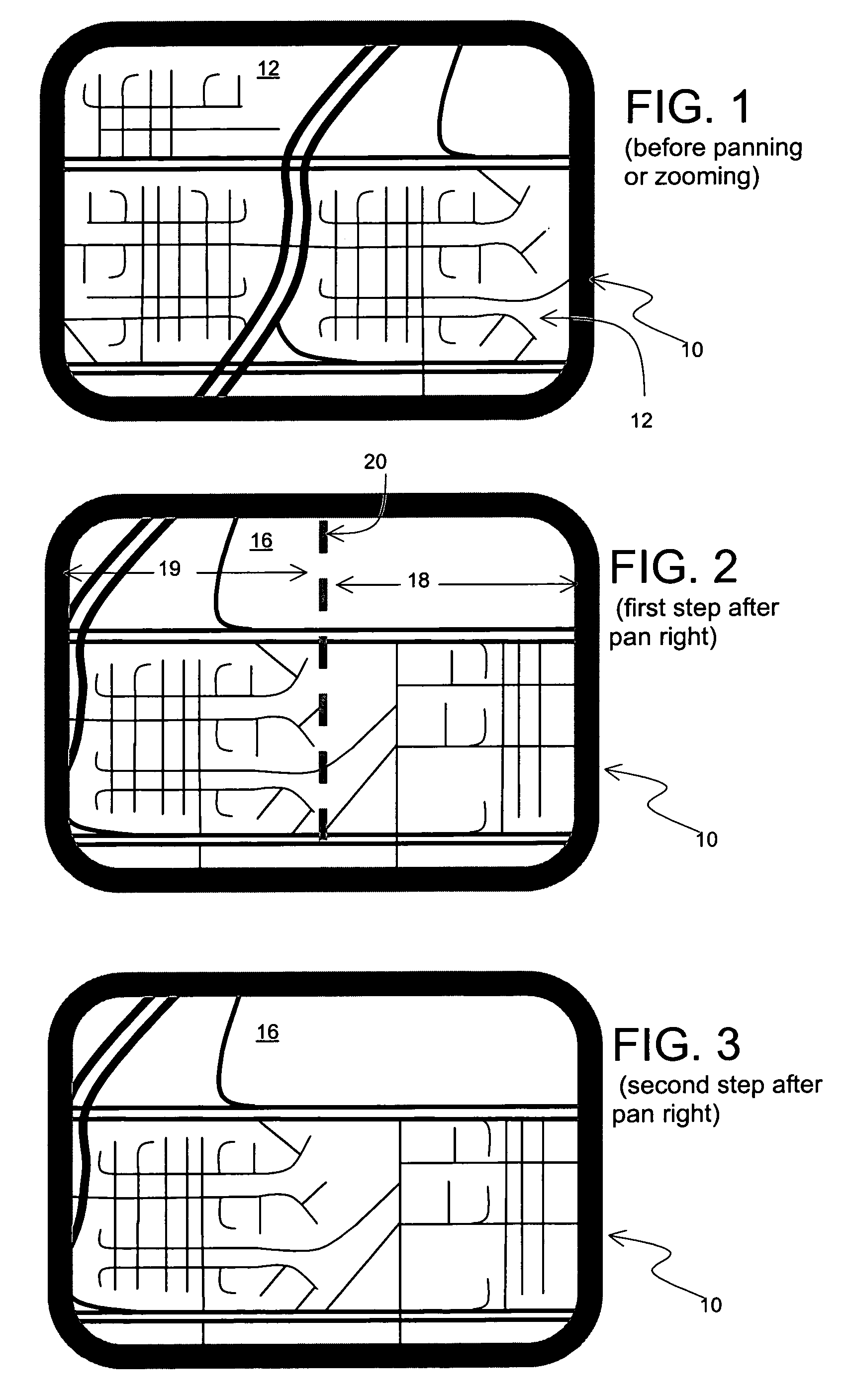 Method of providing visual continuity when panning and zooming with a map display