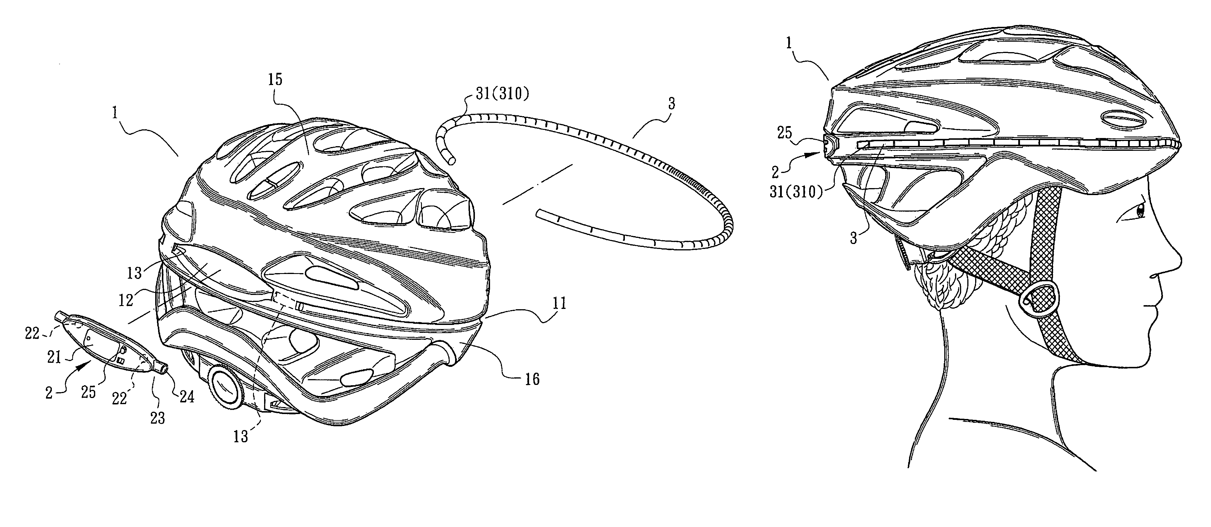 Light-emitting warning device of a safety helmet