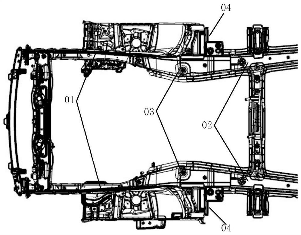 Front cabin frame assembly adopting forked front girder assembly