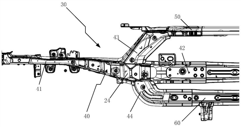 Front cabin frame assembly adopting forked front girder assembly