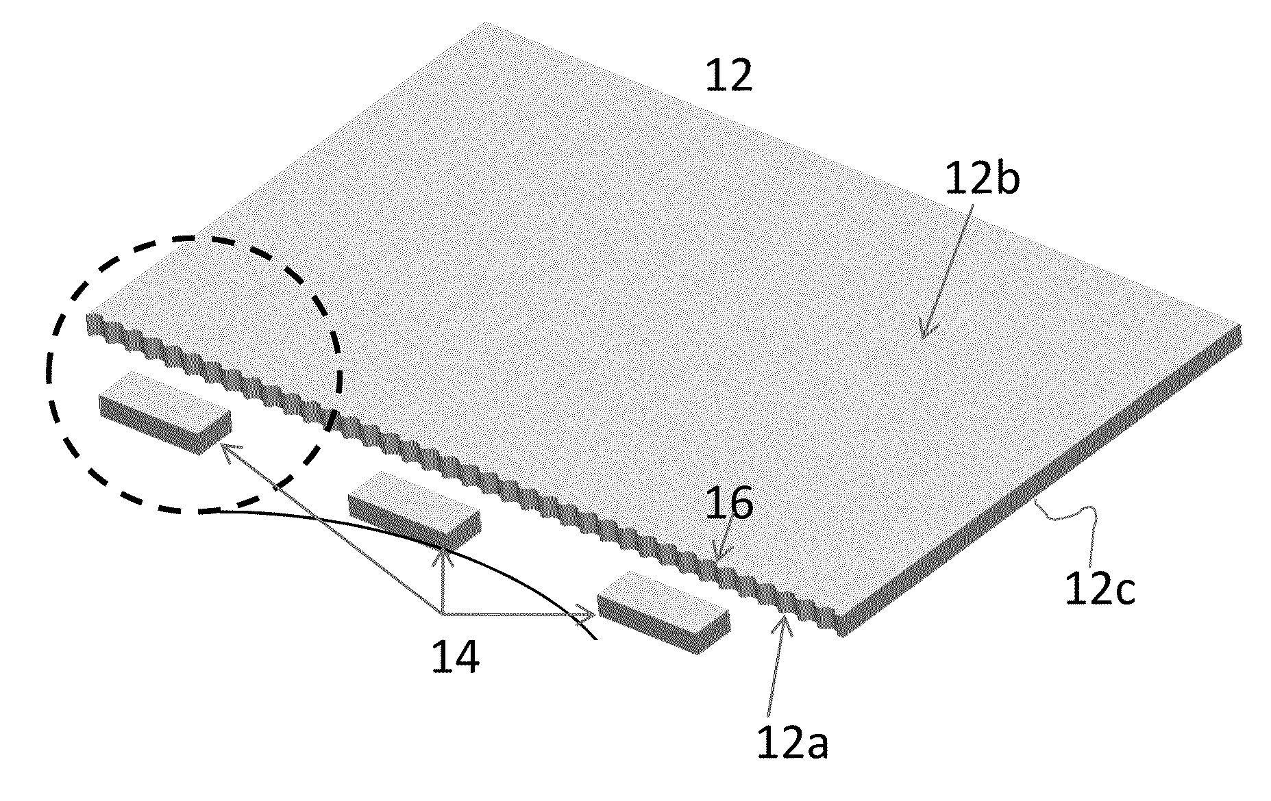 Asymmetric serrated edge light guide film having circular base segments