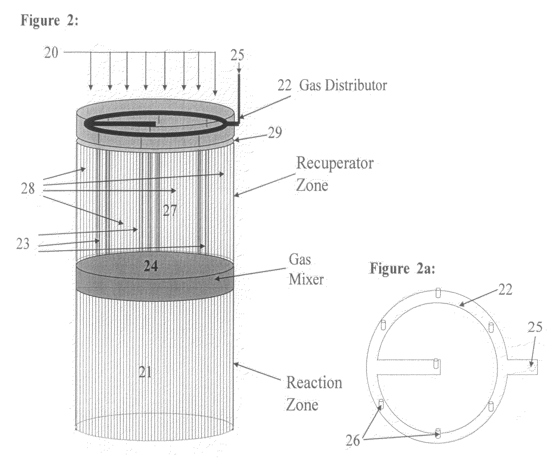 Controlled combustion for regenerative reactors with mixer/flow distributor