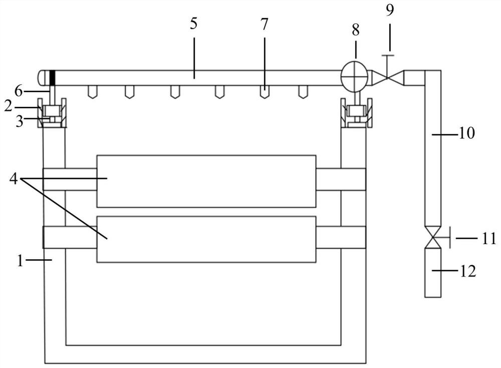 Online flushing device for drying rollers in cleaning section of annealing line