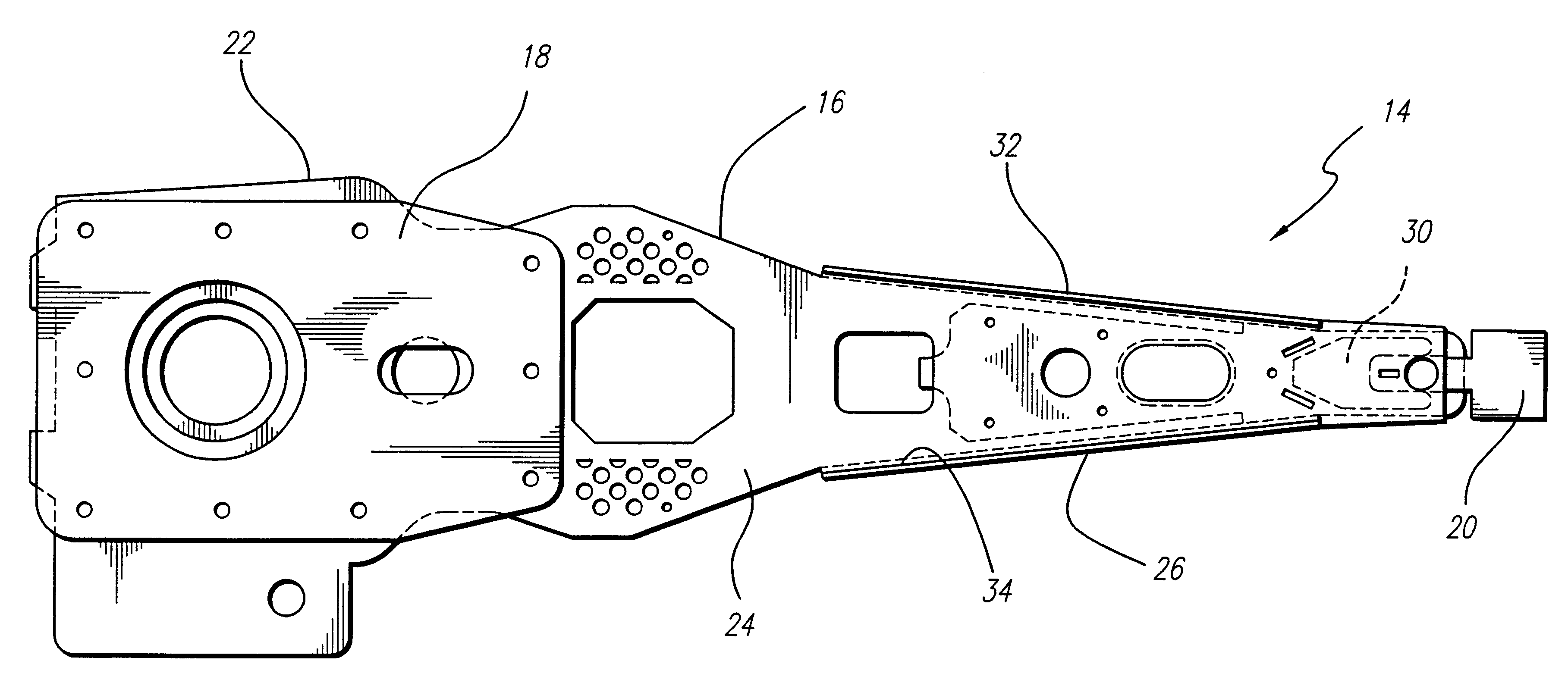 Extended mount plate suspension for shock insensitivity