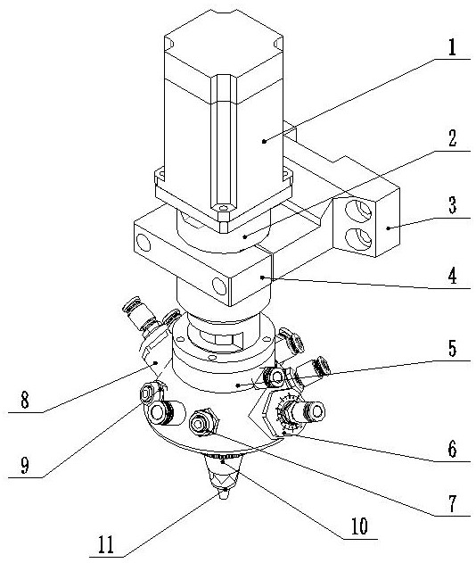 Glue mixing head for numerical control sealing dispenser