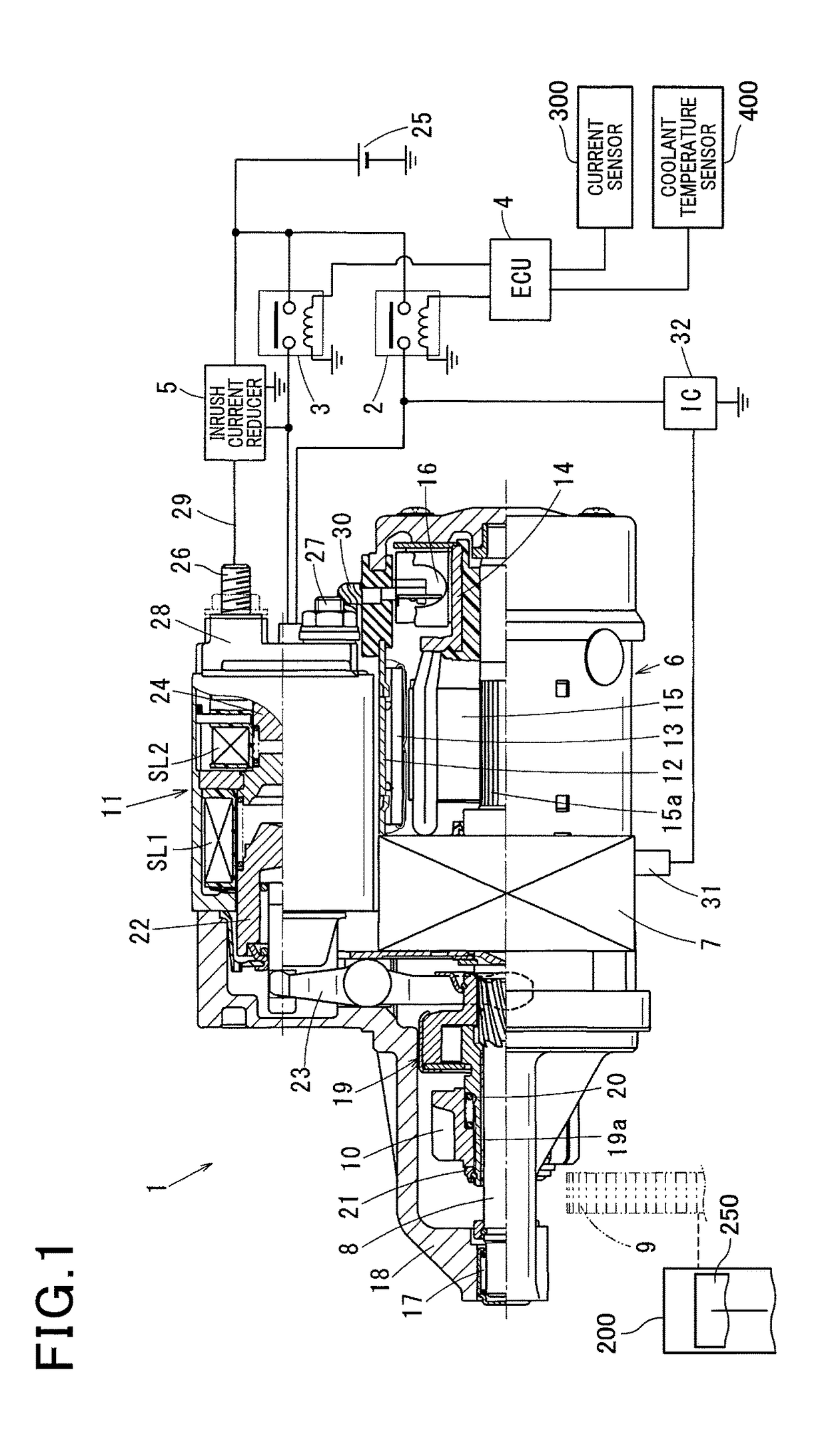 Engine starting apparatus with inrush current reducer